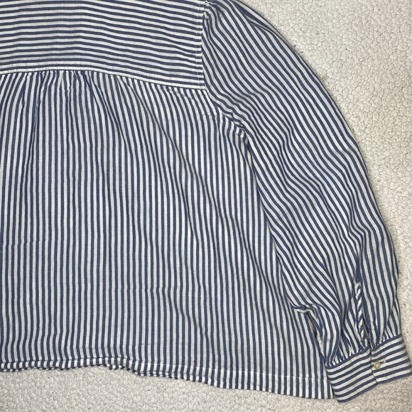 Madewell Puff-Sleeve Popover Railroad Stripe Shirt: Size Large - Picture 9 of 11